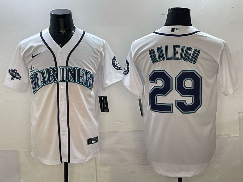 Men 2025 Nike Seattle Mariners #29 Raleigh White Game MLB Jersey 05->seattle mariners->MLB Jersey